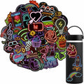Neon Waterproof Vinyl Stickers Pack 50pcs Multicolor for Laptop Water Bottle by Deal US