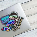 Neon Waterproof Vinyl Stickers Pack 50pcs Multicolor for Laptop Water Bottle by Deal US