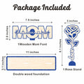 Nuckxy Wooden Rose with Stand Mom I Love You Decor Blue Desktop Ornament by Deal US