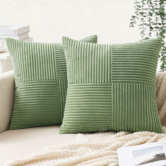 EMEMA Corduroy Throw Pillow Covers 12x20 Rust Pack of 2 Boho Decorative by Deal US