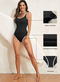 Aleumdr One Piece Swimsuit Women High Cut Tummy Control Ribbed Black Size S by Deal US