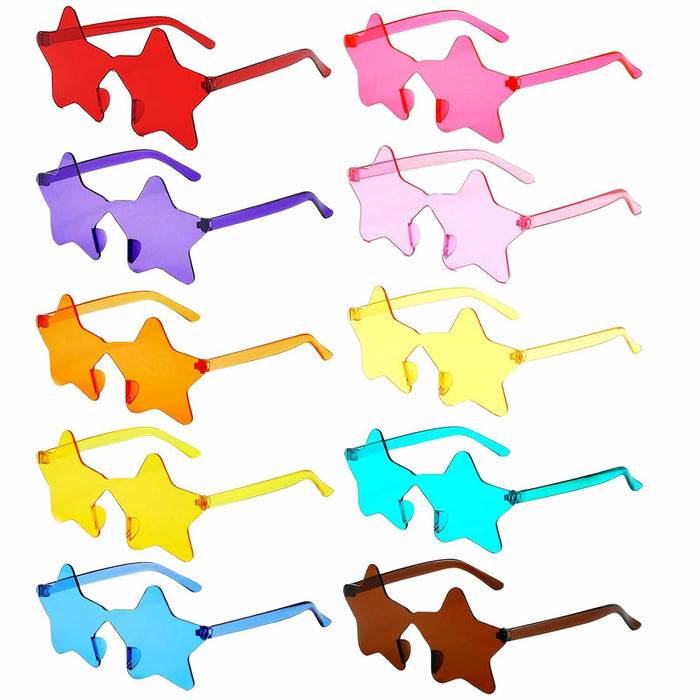 HELYKAKA 10 Pairs Star Shape Rimless Colorful Sunglasses Bulk Party Favors by Deal US