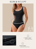 Aleumdr One Piece Swimsuit Women High Cut Tummy Control Ribbed Black Size S by Deal US
