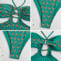 Hawaiian One Piece Swimsuit & Cover Up Wrap Skirt Set Halter Green Size L by Deal US