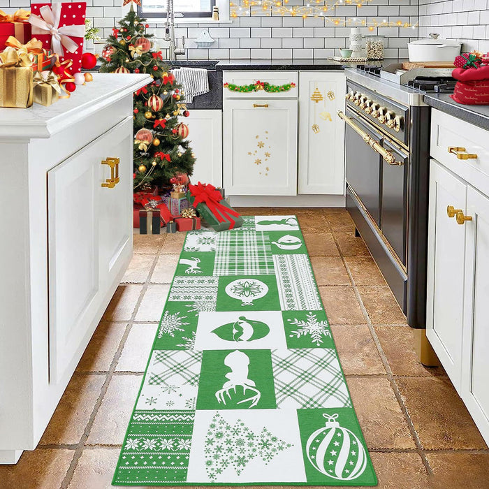 CAREMEE Christmas Area Rug Non-Slip Washable Green 2x3 FT Holiday Decor by Deal US