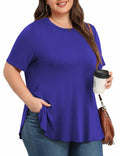 ZHUHOUSE Women's Plus Size Short Sleeve Tunic Blouse Black XL by Deal US