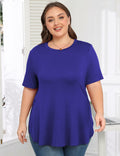 ZHUHOUSE Women's Plus Size Short Sleeve Tunic Blouse Black XL by Deal US