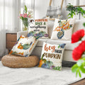 Fall Pumpkin Maple Leaf Pillow Covers 18x18 Set of 4 Autumn Thanksgiving by Deal US
