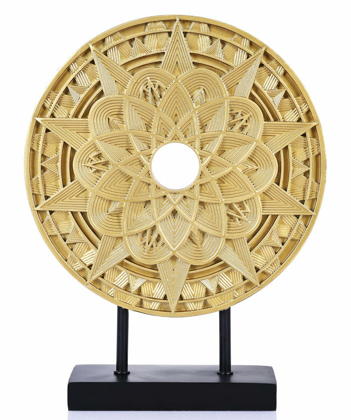Geometric Mandala Decorative Sculpture Round Art Piece White Elegant Decor by Deal US