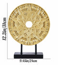Geometric Mandala Decorative Sculpture Round Art Piece White Elegant Decor by Deal US