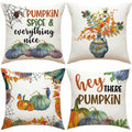 Fall Pumpkin Maple Leaf Pillow Covers 18x18 Set of 4 Autumn Thanksgiving by Deal US