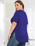 ZHUHOUSE Women's Plus Size Short Sleeve Tunic Blouse Black XL by Deal US