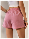 lVerdusa Women’s Plaid Elastic Waist High Waist Casual Shorts Red White XS by Deal US