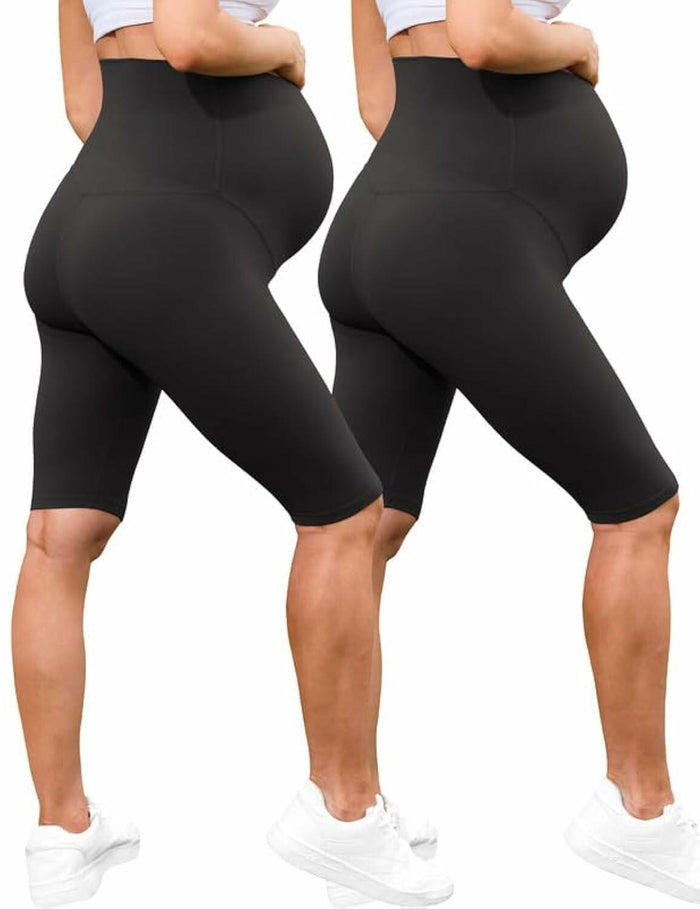 QoBexim 2 Pack Plus Size Maternity Yoga Shorts Black Size Freesize by Deal US