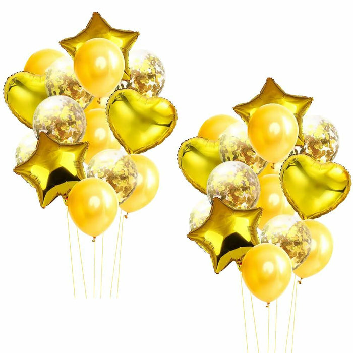 28Pcs Happy Birthday Foil Balloons Star Heart 18" Gold Confetti by Deal US