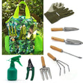 9-Piece Garden Tools Set with Gloves and Colorful Tote - Gardening Kit by Deal US