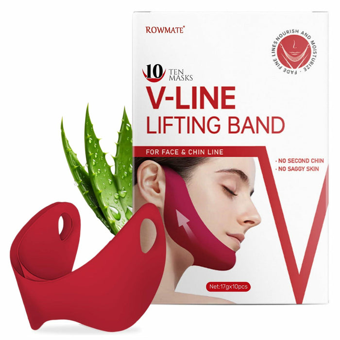 ROWMATE Chin Strap Toning Hydrogel Collagen Mask Hyaluronic Acid Red 10 pcs by Deal US