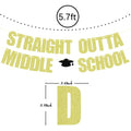 Straight Outta Middle School Banner Glittery Congrats Grad Gold Black by Deal US