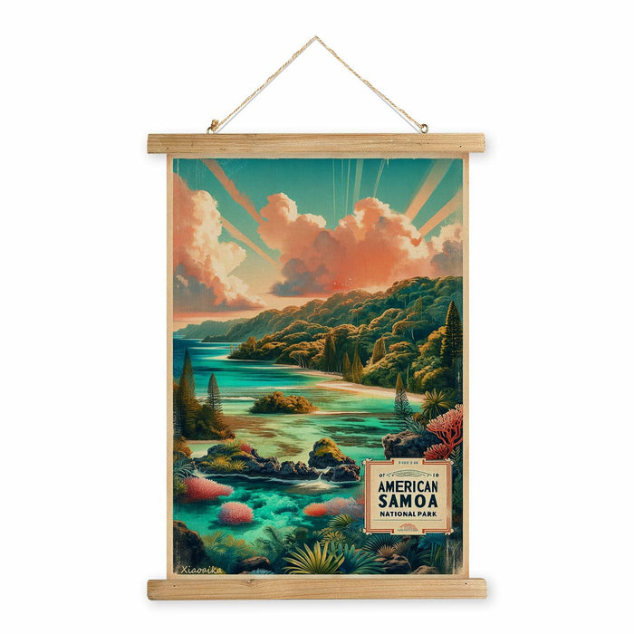 XIAOAIKA American Samoa National Park Travel Poster 16x23 Inches Wooden Frame by Deal US