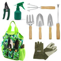 9-Piece Garden Tools Set with Gloves and Colorful Tote - Gardening Kit by Deal US