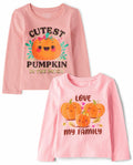 The Children's Place Baby Girls Long Sleeve Graphic TShirts 2Pack Pumpkin 12-18M by Deal US