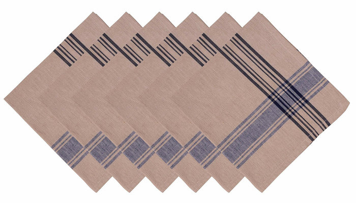 Yourtablecloth Stripe Napkin Set of 6 20x20 Nautical Blue by Deal US