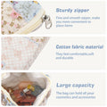 URSKYTOUS Cotton Quilted Large Floral Makeup Bag Flower Portable by Deal US