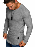 Comdecevis Muscle Big Tall T Shirt Men Gym Workout Long Sleeve Light Grey 3XL by Deal US