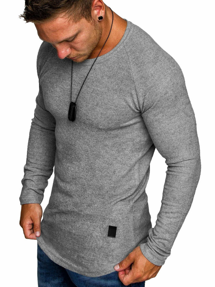 Comdecevis Muscle Big Tall T Shirt Men Gym Workout Long Sleeve Light Grey 3XL by Deal US
