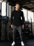 Comdecevis Men's Gym Workout Athletic Long Sleeve T-Shirt Black XL by Deal US
