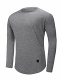 Comdecevis Muscle Big Tall T Shirt Men Gym Workout Long Sleeve Light Grey 3XL by Deal US