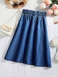 COZYEASE Girls Paperbag High Waist A Line Denim Skirt Dark Wash Size 11-12Y by Deal US