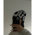 YUERFEILA Women Graphic Skull Beanie Warm Winter Hat Acrylic Spider-White&Black by Deal US