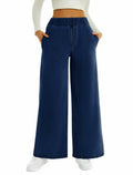 FireSwan Women's Wide Leg Jeans Mid Rise Elastic Waist Dark Wash by Deal US