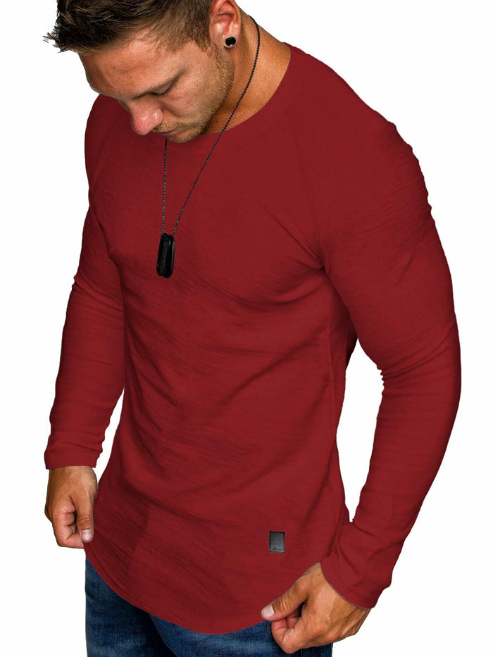 Comdecevis Muscle Slim Long Sleeve T Shirt Men Gym Athletic Red Size L by Deal US