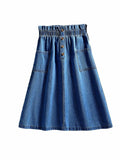 COZYEASE Girls Paperbag High Waist A Line Denim Skirt Dark Wash Size 11-12Y by Deal US