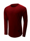 Comdecevis Muscle Slim Long Sleeve T Shirt Men Gym Athletic Red Size L by Deal US