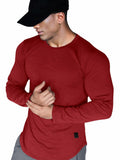 Comdecevis Muscle Slim Long Sleeve T Shirt Men Gym Athletic Red Size L by Deal US