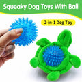 [Like New] Aqezd Turtle Small Dog Squeaky Toy with Ball 2-in-1 Plush Rubber Core by Deal US