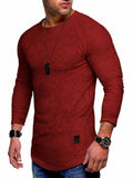 Comdecevis Muscle Slim Long Sleeve T Shirt Men Gym Athletic Red Size L by Deal US