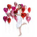 Heart Balloons 18" Foil Mylar Love Balloons Hot Pink Macaron Pink 24 Pcs by Deal US