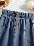 COZYEASE Girls Paperbag High Waist A Line Denim Skirt Dark Wash Size 11-12Y by Deal US