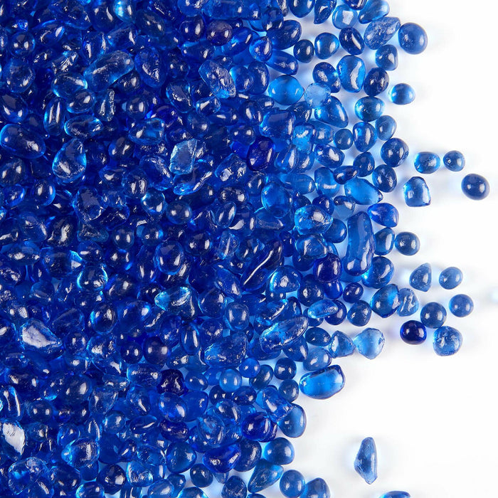 TWINKLING Fire Glass Stones 3-6mm 1lb Jar Cobalt Blue High Luster by Deal US