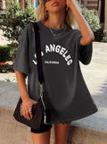 CSDAJIO Vintage Oversized Graphic Tee Women LA Puff Print Grey Size XL by Deal US