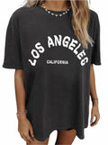 CSDAJIO Vintage Oversized Graphic Tee Women LA Puff Print Grey Size XL by Deal US