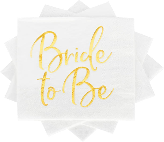 Apriciti Wedding Napkins White Gold Foil Miss to Mrs 50 Pack Disposable by Deal US