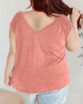 Bliwov Womens Cute Summer V Neck Short Sleeve Casual T Shirt Pink by Deal US