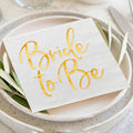 Apriciti Wedding Napkins White Gold Foil Miss to Mrs 50 Pack Disposable by Deal US