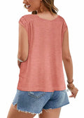 Bliwov Womens Cute Summer V Neck Short Sleeve Casual T Shirt Pink by Deal US