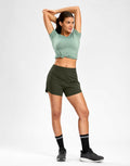 G Gradual Women's Running Shorts Mesh Liner Phone Pockets Olive Size XXS by Deal US